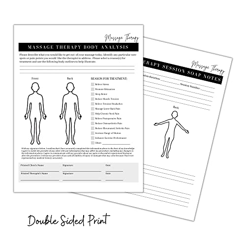 Lashicorn Massage Therapist Forms Intake,Consent,SOAP Notes,Body Analysis and Treatment Plan | Forms with Medical History Treatment and Technique | 75pk, 25 of Each | Dbl Sides | Forms for Client Signatures - Image 4
