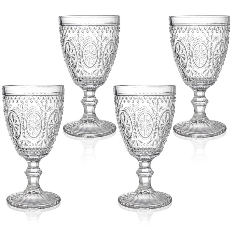 Bekith Bekith Clear Glass Goblets Drinking Goblets Stemmed Water Glasses for Iced Tea Wine Juice Beer Cold Beverage Goblet Glassware for Parties 10 Ounce Set of 4