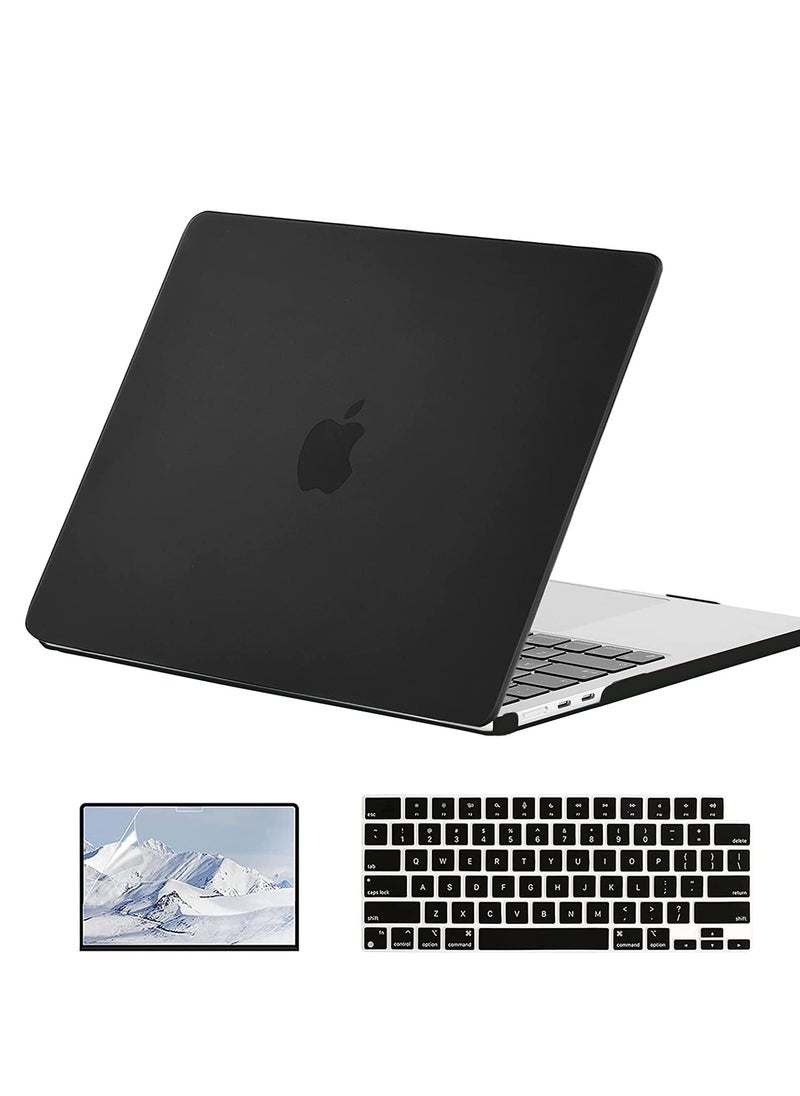 Generic 3 in 1 Bundle Case Compatible with MacBook Air 15 inch 2023 M2 Chip Model A2941 and 2024 M3 Chip Model A3114 and 2025 M4 Chip Model A3241, Hard Shell Case with Screen Protector + Silicone Keyboard Cover, Matte Black  - Image 1