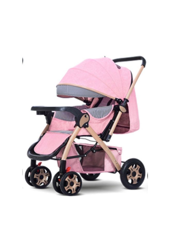 دريبا عربة أطفال بهيكل ستاينلس ستيل وردي - 9912
