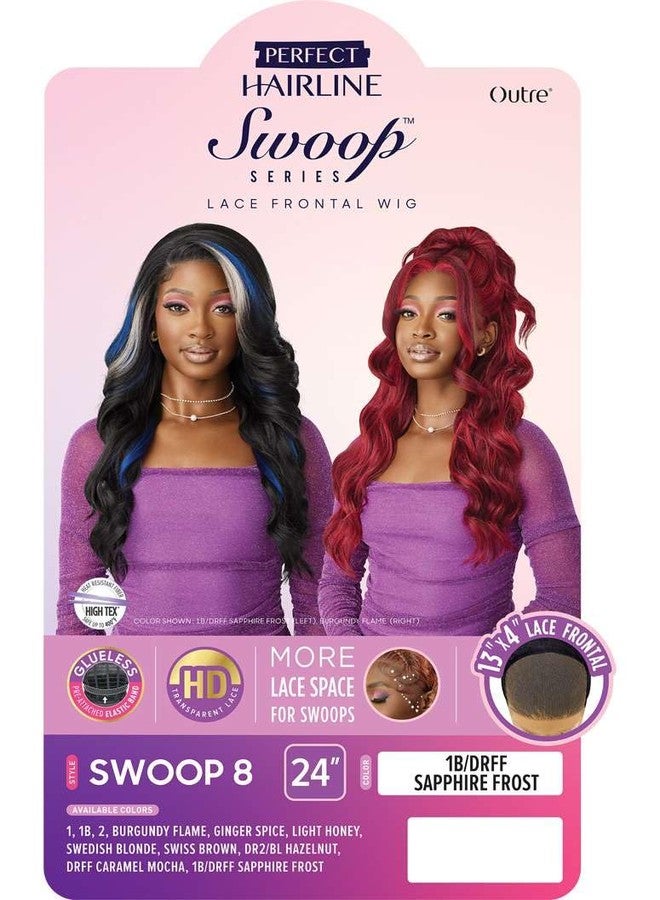 Outre Lace Front Wig - Perfect Hair Line 13X4 - Swoop Series - Swoop 8 (1B/DRFF SAPPHIRE FROST) - Image 2
