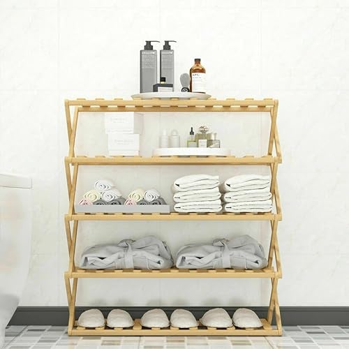 Livzing 5-Tier Foldable Bamboo Wooden Shoe Racks | Collapsible Multipurpose Rack for Storage Entryway Furniture Rack | Shelf Organizer for Home and Kitchen | Slipper Stand Chappal Storage Organizer - Image 4
