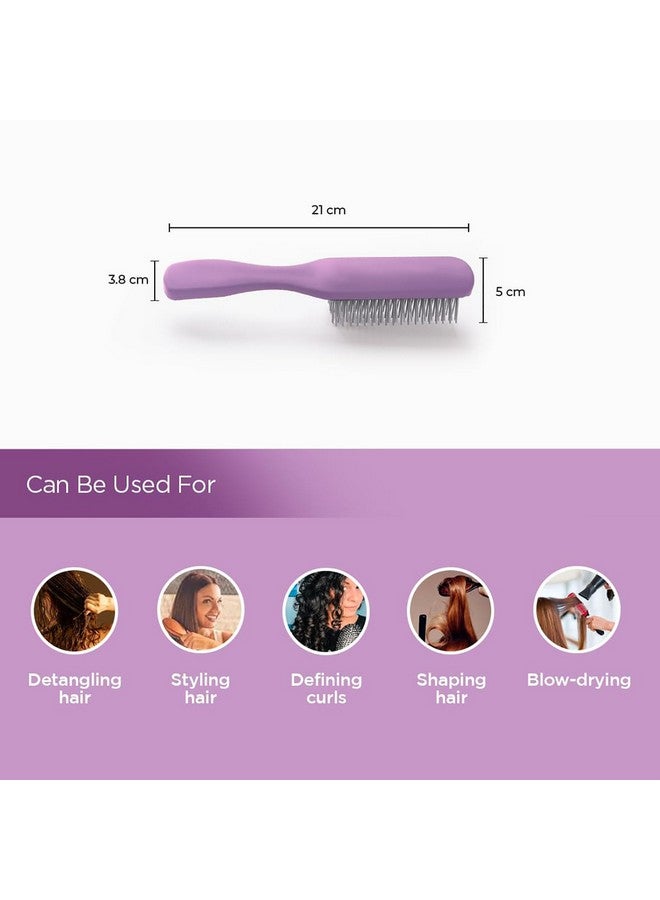 Hearts Hair Brush | Bristles Brush | Hair Brush With Paddle | Brush For Curly Wavy Hairs | Suitable For All Hair Types | Hair Brush Styling Hair | 2 Piece | C19P.. | Purple - Image 3