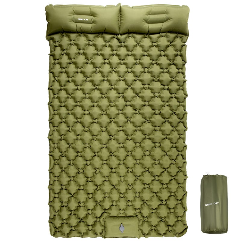 Night Cat Inflatable Double Sleeping Pad Mat Bed with Foot Pump and Double Pillow for Camping Backpacking Hiking UltraLight Compact Comfortable 77x 47 - Image 2