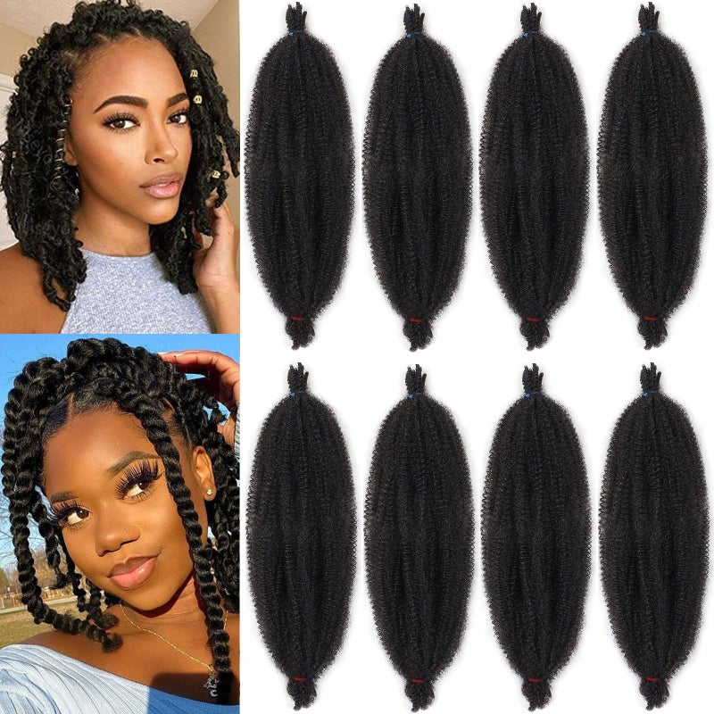 Xtrend 8 Packs Pre Separated Springy Afro Twist Hair 12 Inch Short Spring Twist Hair For Distressed Soft Locs Natural Black Marley Twist Crochet Braiding Hair Synthetic Hair Extension8 StrandsPack1B