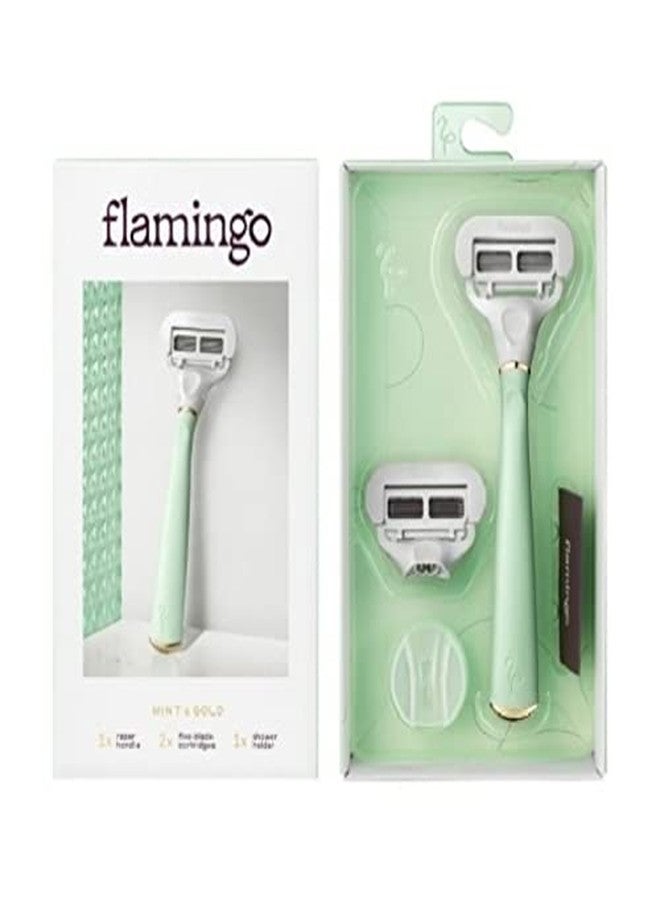 Flamingo Women's Razor Set (Mint & Gold) - Image 3