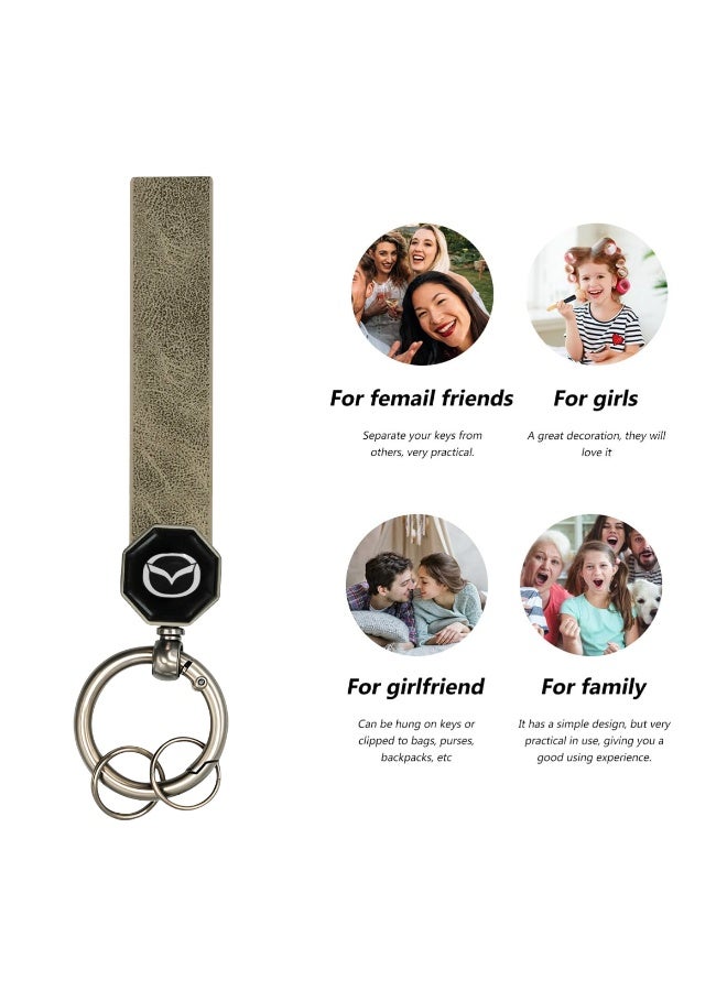 مازدا سلسلة مفاتيح مازدا الجلدية بحلقة معدنية - حامل مفاتيح متين للسيارة والمنزل والمكتب والمفاتيح الشخصية - منظم مفاتيح أنيق للرجال والنساء والهدايا - سلسلة مفاتيح متعددة الاستخدامات وعملية وعالية الجودة للاستخدام اليومي - Image 3