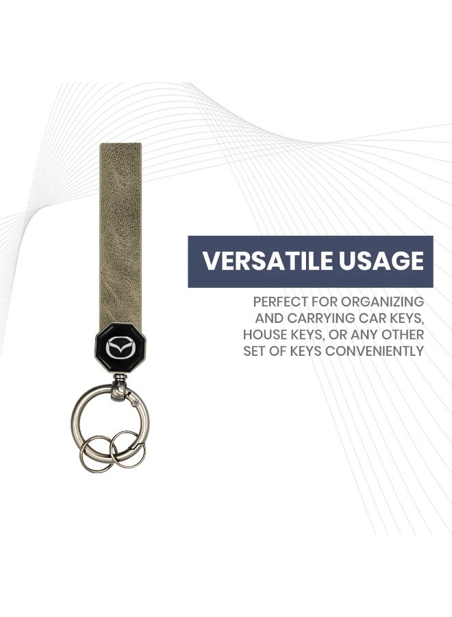 مازدا سلسلة مفاتيح مازدا الجلدية بحلقة معدنية - حامل مفاتيح متين للسيارة والمنزل والمكتب والمفاتيح الشخصية - منظم مفاتيح أنيق للرجال والنساء والهدايا - سلسلة مفاتيح متعددة الاستخدامات وعملية وعالية الجودة للاستخدام اليومي - Image 5