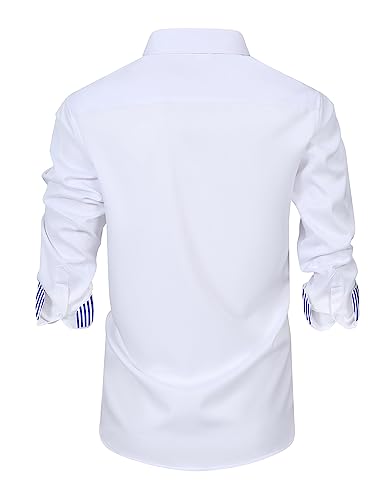 Lion Nardo White Dress Shirts for Men Men's White Dress Shirt Long Sleeve White Button Down Shirt Party Button Up Shirts - Image 2