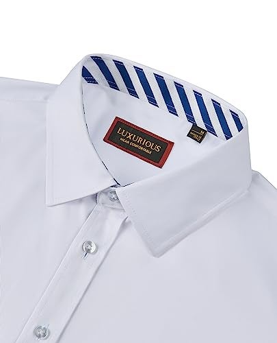 Lion Nardo White Dress Shirts for Men Men's White Dress Shirt Long Sleeve White Button Down Shirt Party Button Up Shirts - Image 3