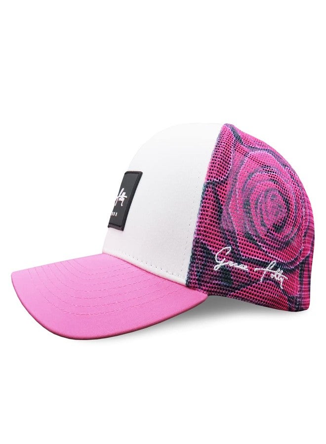 Grace Folly Trucker Hat for Men or Women- Many Cool Designs (Pink Rose) - Image 1