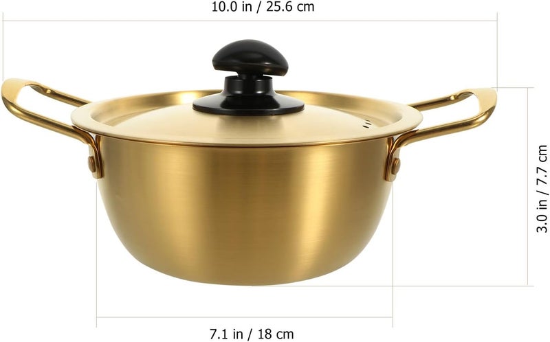 Stainless Steel Noodle Pot with Lid 18cm Korean Ramen Soup Pot Milk Heating Cookware for Home Kitchen - Image 2