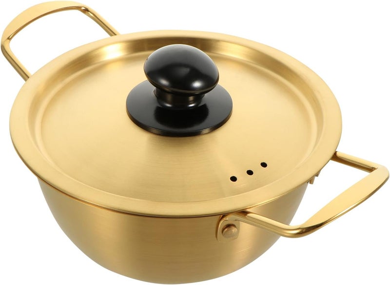 Stainless Steel Noodle Pot with Lid 18cm Korean Ramen Soup Pot Milk Heating Cookware for Home Kitchen - Image 1