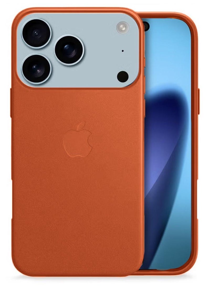 Wtech Apple iPhone 17 Pro Max 5G 2025 Luxury Leather Magnetic Wireless Charging Case Original MagSafe Shockproof Case Cover (MCMPMN) - Peachy Orange - Image 1