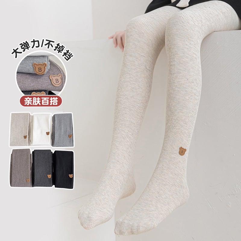 Girls Pantyhose Bottoming Socks White Dance Young Girl Baby Conjoined Standard Combed Cotton Leggings - Image 5