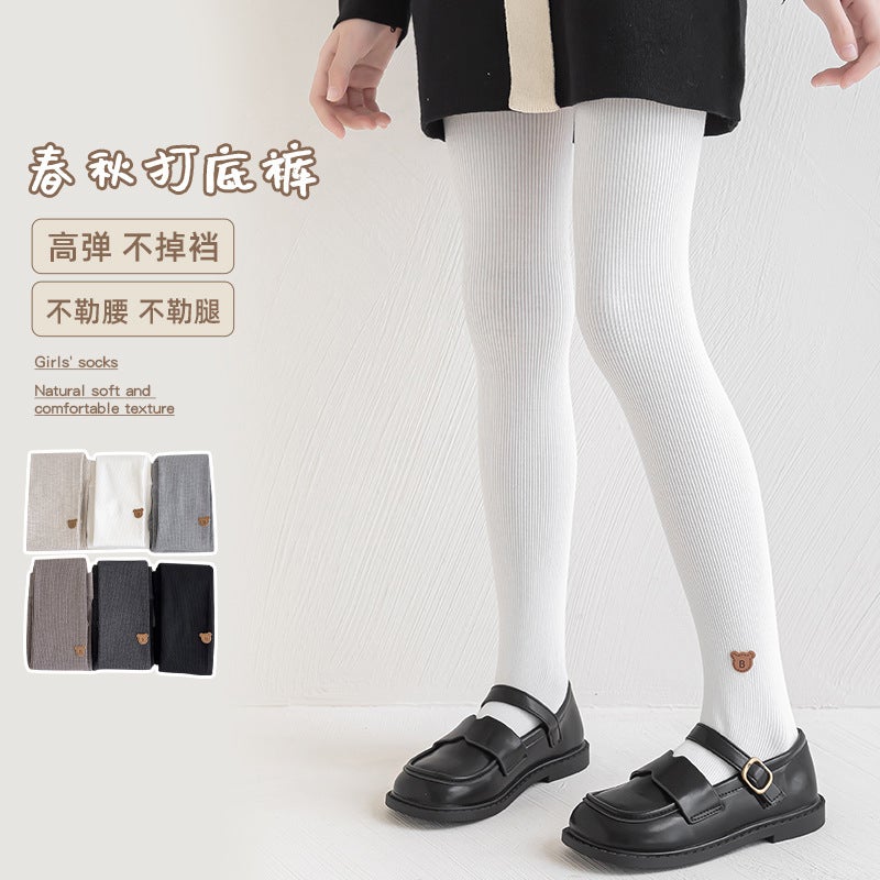 Girls Pantyhose Bottoming Socks White Dance Young Girl Baby Conjoined Standard Combed Cotton Leggings - Image 4
