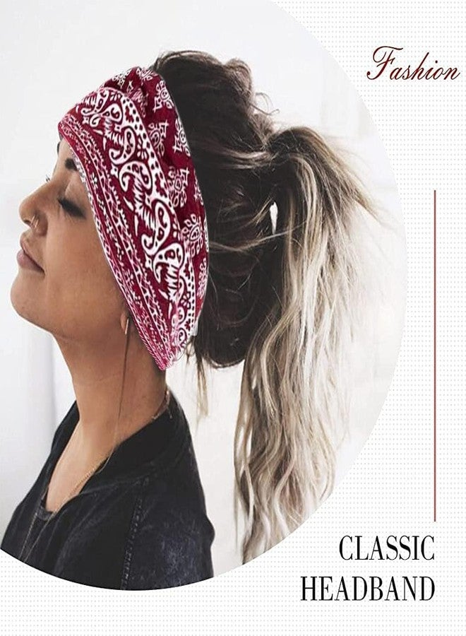 PRYFIL 2Pcs Gym Headbands for Women Men, Stretch Wide Hair Bands Stylish Yoga Sweatband for Running, Badminton, Workout Exersice, Tennis, Marathons, Cycling(Multicolor) - Image 2