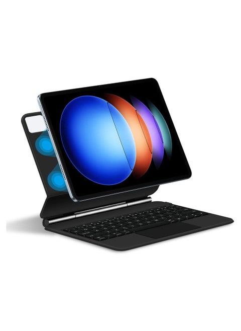 غطاء ذكي مع لوحة مفاتيح Bluetooth مغناطيسي متوافق مع Xiaomi Pad 6S Pro بحجم 12.4 بوصة 2024، مزود بلوحة تتبع Trackpad ولوحة مفاتيح RGB لجهاز Mi Pad 6S Pro.