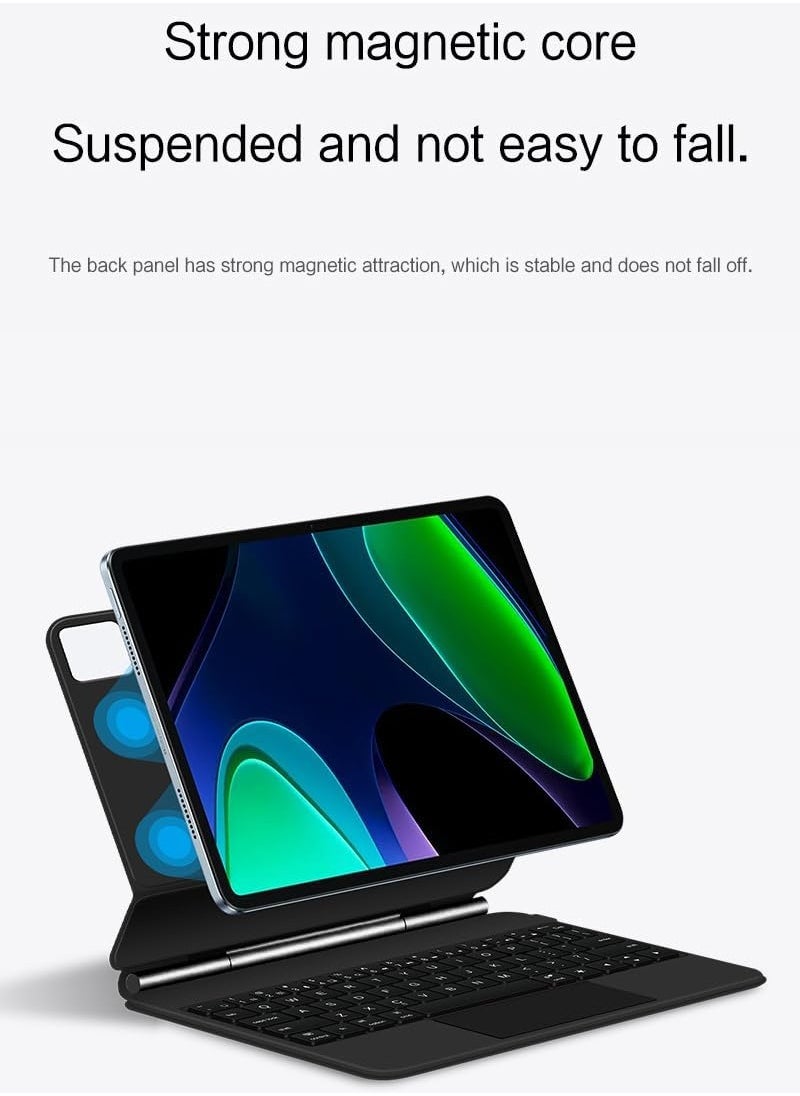 جنرال - غطاء ذكي مع لوحة مفاتيح Bluetooth مغناطيسي متوافق مع Xiaomi Pad 6S Pro بحجم 12.4 بوصة 2024، مزود بلوحة تتبع Trackpad ولوحة مفاتيح RGB لجهاز Mi Pad 6S Pro. - Image 1