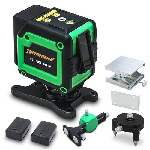 TOMAHAWK® TLL-2CL-4H1V 2 Line Green, Self-Leveling Laser Level - 25 meter (82 Feet) Cross Line Leveller with Horizontal and Vertical, Magnetic Bracket - Image 1