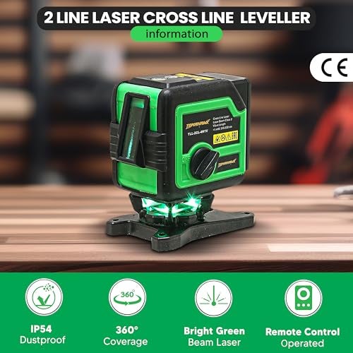 TOMAHAWK® TLL-2CL-4H1V 2 Line Green, Self-Leveling Laser Level - 25 meter (82 Feet) Cross Line Leveller with Horizontal and Vertical, Magnetic Bracket - Image 3