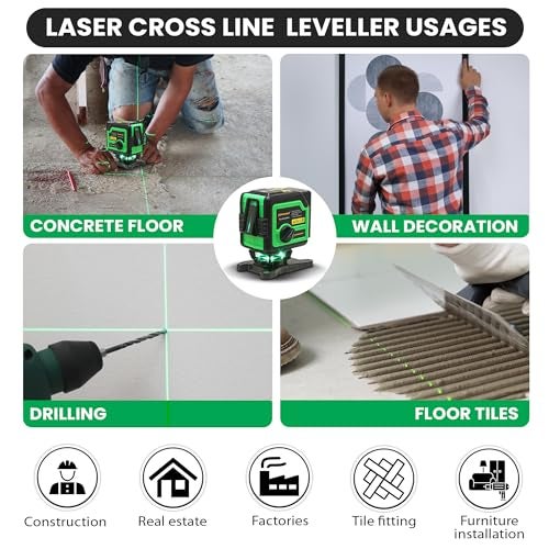 TOMAHAWK® TLL-2CL-4H1V 2 Line Green, Self-Leveling Laser Level - 25 meter (82 Feet) Cross Line Leveller with Horizontal and Vertical, Magnetic Bracket - Image 5