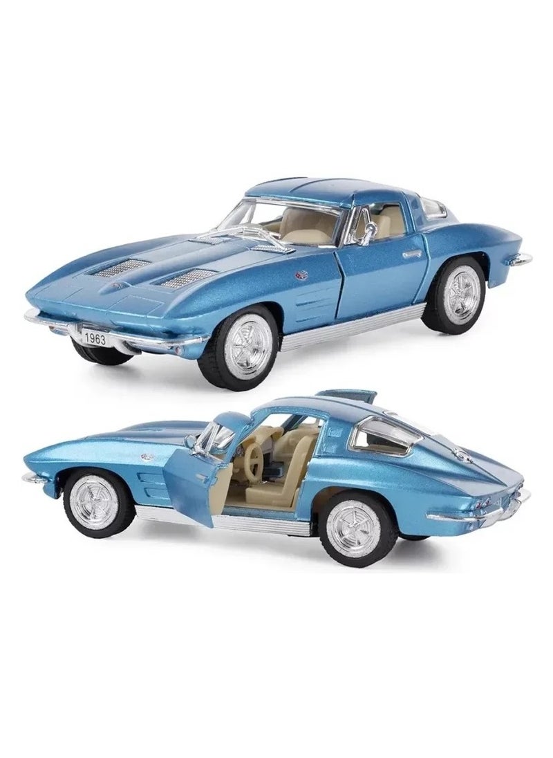 Kinsmart - 1:36 Scale Pull Back Action Door Openable 1963 Corvette Sting Ray Miniature Diecast Metal Toy Car - Image 1