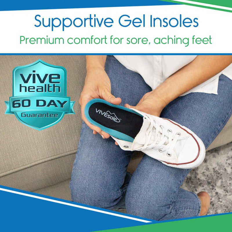 Vivesole Gel Insoles For Men & Women - Shoe Inserts For Walking & Standing All Day - Thin Cushion Soles For Sneakers  Boots - Comfort & Support For Heels  Arch Support  Plantar Fasciitis  Flat Feet - Image 2