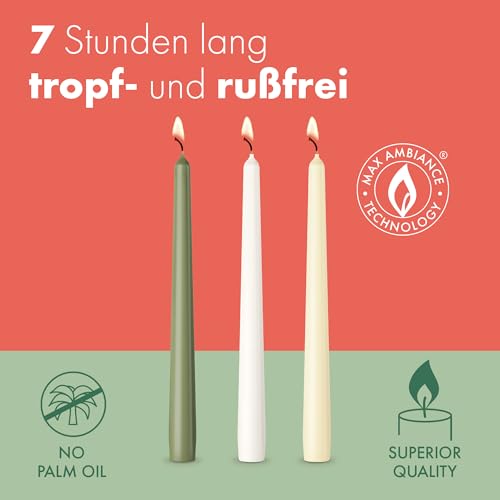 Bolsius Tapered Candles - Metallic Silver - 4-Pack - 24.5 cm - Decorative Household Candles - Burn Time of 7 Hours - Unscented - Includes Natural Vegan Wax - Without Palm Oil - Image 2