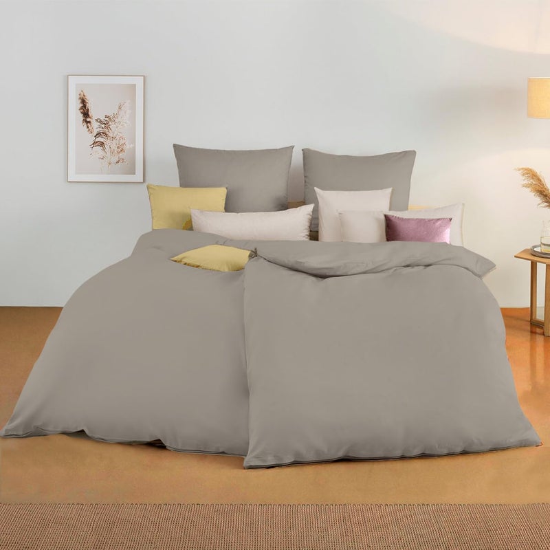 Soifox مجموعة أغطية سرير ، رمادي فاتح، 4 قطع - 2 غطاء لحاف (135 × 200 سم) + 2 كيس وسادة (80 × 80 سم)، مايكروفايبر ناعم وغير قابل للكي مع سحاب (4 قطع، 135 × 200 سم، رمادي فاتح/طبيعي) - Image 1
