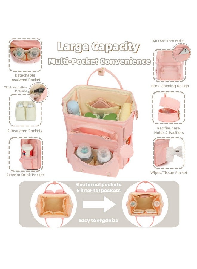 ROSEGIN Breast Pump Backpack & Diaper Bag with Cooler, Fits Spectra S1 S2 Medela, Pumping Bag for Work, Fits 15.6" Laptop, 15 Pockets, Reinforced Zippers, Pacifier Case, Stroller Straps, Pink - Image 4
