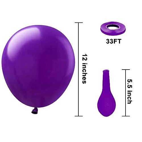 KBZVNAF Dark Purple Latex Party Balloons 50 Pack 12 inch Helium Matte Purple Balloons for Birthday Wedding Baby Shower Halloween Party Decorations - Image 5