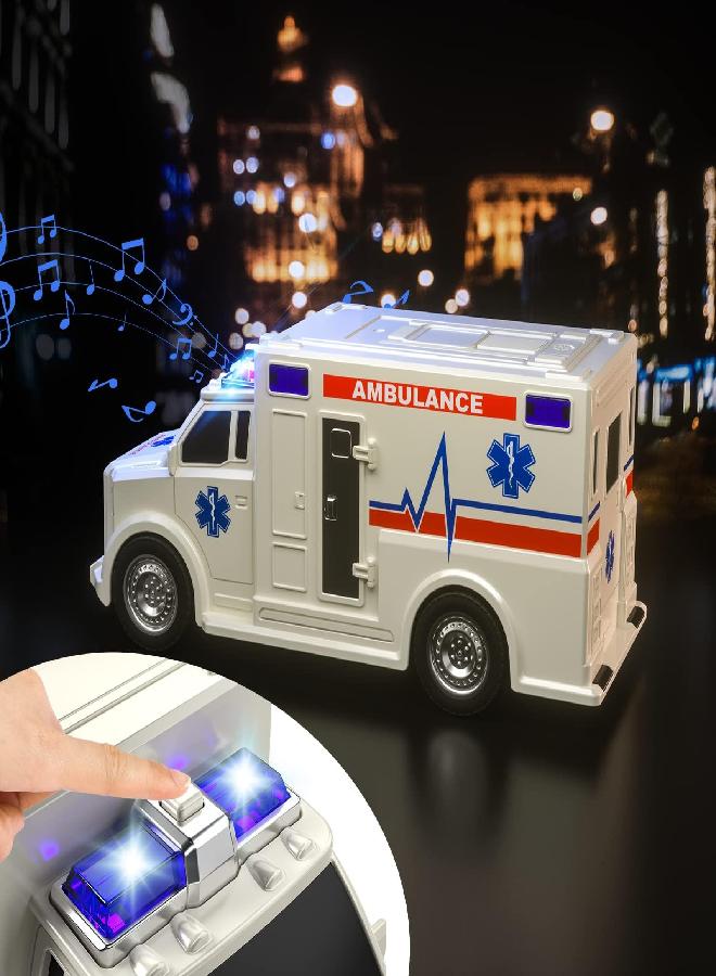 TEMI 4 Pack Emergency Vehicle Toys for Kids 3 4 5 6 7 8 Years Old, Helicopter, Police Car, Fire Truck, Ambulance Friction Powered Toys for Toddlers, Gifts for Age 3-12 Boys Girls - Image 3