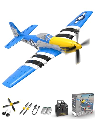 VOLANTEXRC RC Plane 4 Channel P51D Mustang Remote Control Airplane Fighter RTF with 6Axis Gyro 3 Modes Easy to Fly 24GHz Radio Controlled Aircraft for Beginners  Adults Blue - Image 1