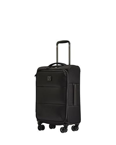 ANTLER Soft Stripe Carry On Luggage 22x14x9 Airline Approved Cabin Suitcase with Expander Adjustable Handle 4 Spinner Wheels Lightweight TSA Lock Recycled Polyester Luggage Black - Image 1
