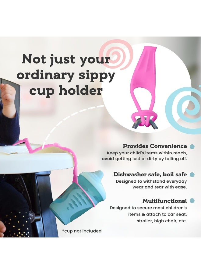 Brilli Baby Cup Catcher Patented Safety Tether Strap, Attach Sippy Cups, Bottles, Pacifiers & More to Stroller, High Chair, Car Seat, Made in USA, Food Grade, Dishwasher Safe (Aqua) - Image 2