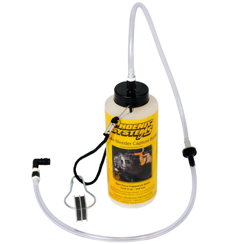 Phoenix Systems 7002B OneMan Brake Bleeder Capture Bottle with Quick Adapter 12 Ounces