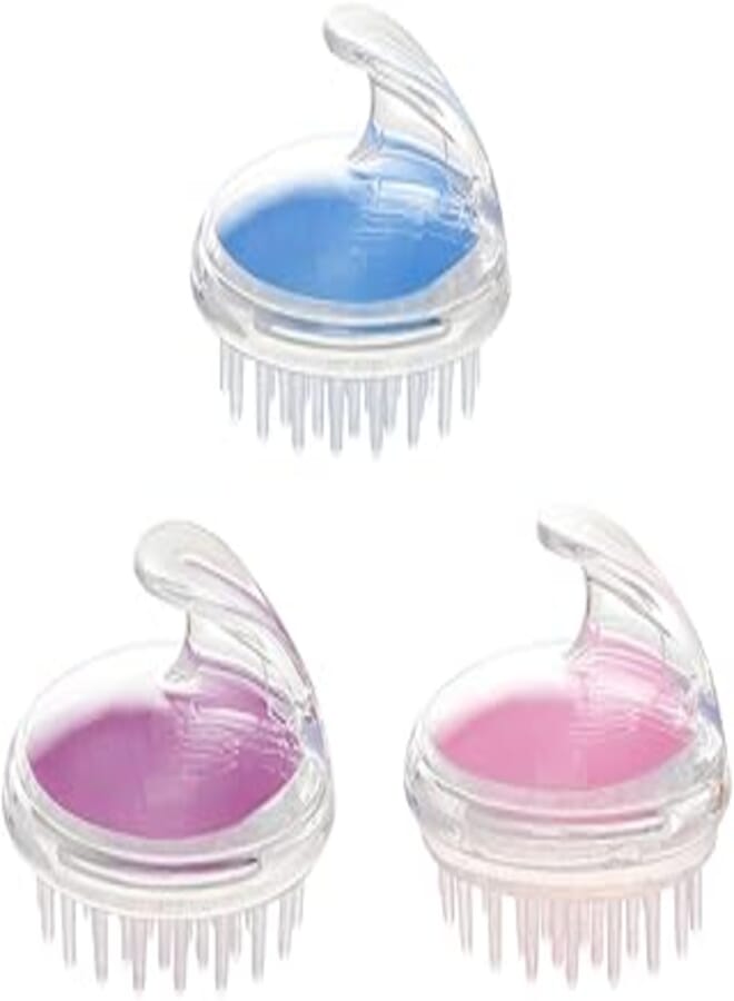 3Pcs Hair Scalp Massager Shampoo Brush Manual Head Scrubber Wet and Dry Hair Scalp Brush with Soft Silicone Bristles Care for Massage/Remove Dandruff/Promote Hair Growth and More
