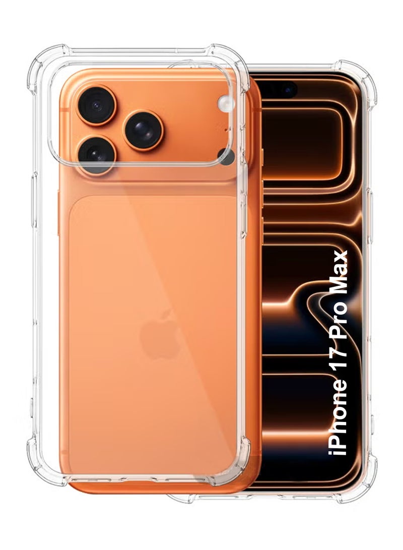 Apple iPhone 17 Pro Max Shock Proof Clear Case Cover - Ultra Clear, Durable & Accurate Cut-outs - Scratch, Dust & Smudge Protection - Transparent Silicon Back Case Cover for Apple iPhone 17 Pro Max
