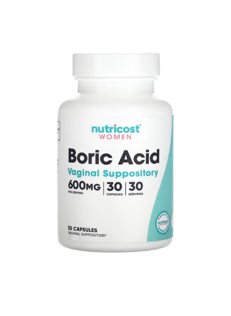 للنساء، حمض البوريك، 600 ملغ، 30 كبسولة