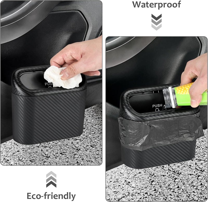 accmor Car Trash Can with Lid, 2 Pack Mini Vehicle Trash Bin, Small Car Dustbin Garbage Organizer Holder with 2 Roll Trash Bag, Portable Hanging Leakproof Auto Storage Bag Container - Image 5