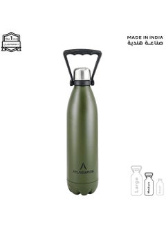 Atlasware Water Bottle with a Capacity of 750 ml, Stainless Steel Water Bottle that keeps Cold for 52 Hours and Keeps Heat for 24 Hours, Army  - Image 1