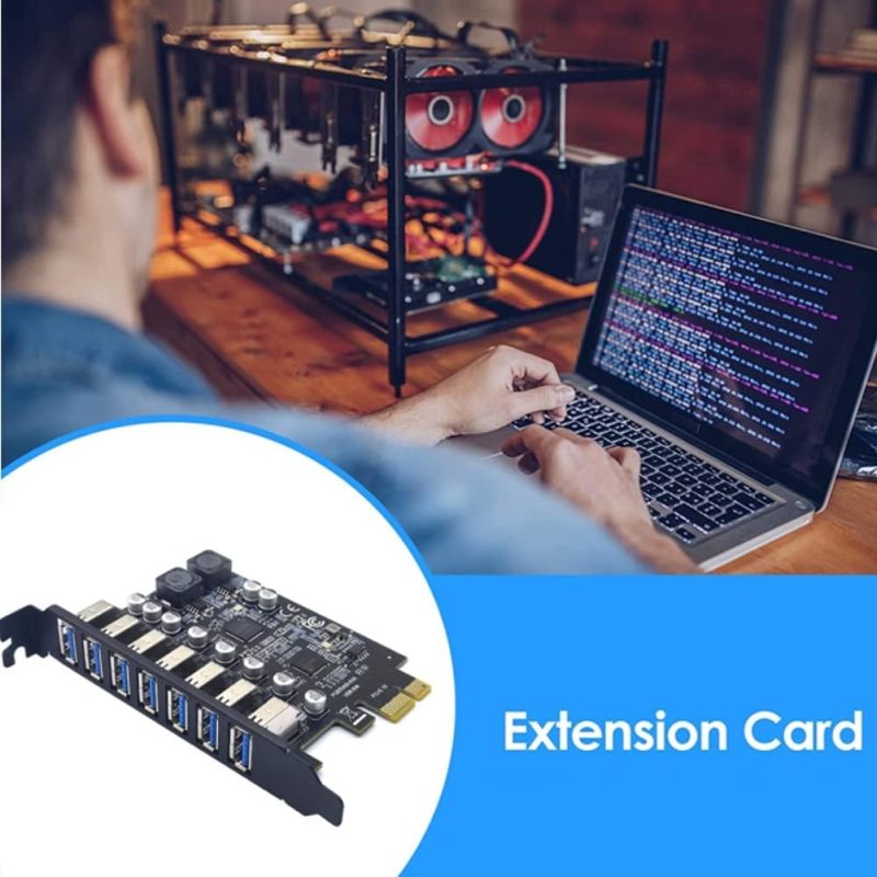 PCIe USB Card: 7 Port Black USB3.2 Gen1 Adaptor - 5Gbps Fast Data Transfer Front-Panel Expansion for Desktop System Upgrade - Image 3