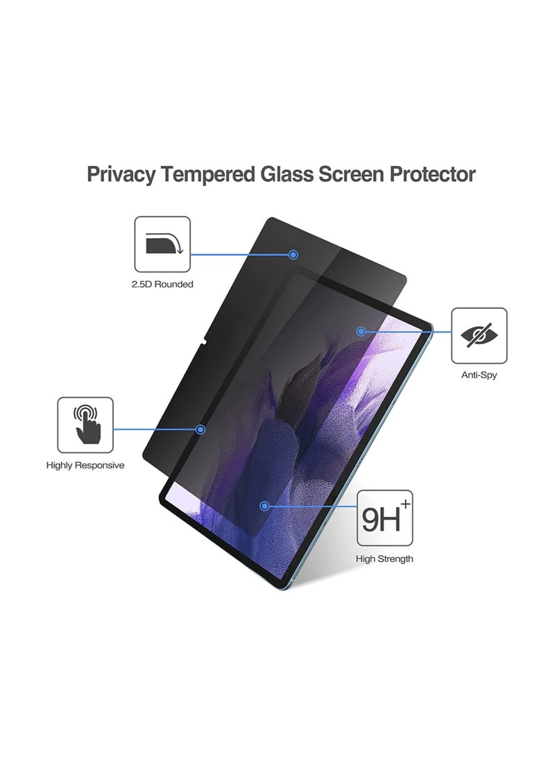 Privacy Screen Protector for Galaxy Tab S8 Plus 2022 / Tab S7 FE 2021 / Galaxy Tab S7 Plus 2020 12.4-inch Anti Spy Tempered Glass Tinted Screen Film Protector - Image 2