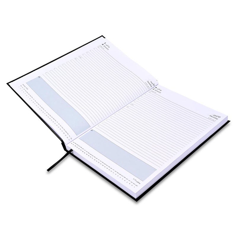 FIS 2026 A4 Diary, 210x297mm Size, 1 Side Padded Vinyl Cover, 1 Day a Page Format, Arabic/English, 60gsm White Paper, Black Cover-FSDI42AEN26BK - Image 3