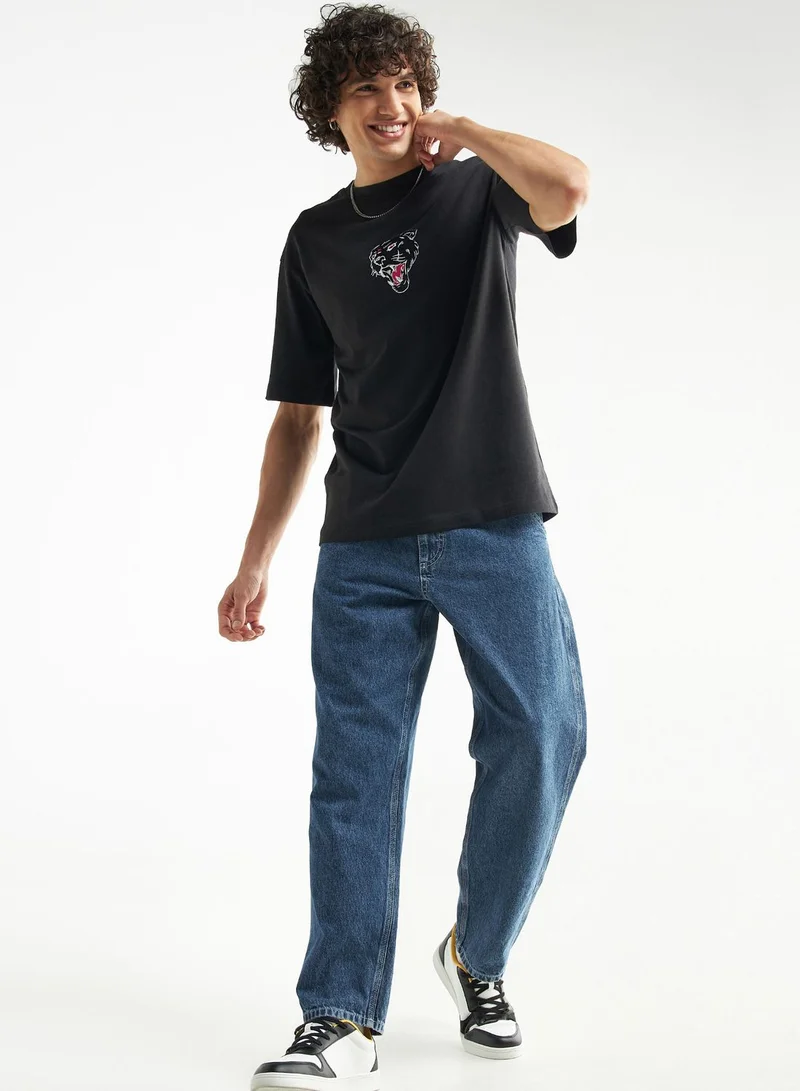 فاف Slogan Crew Neck T-Shirt