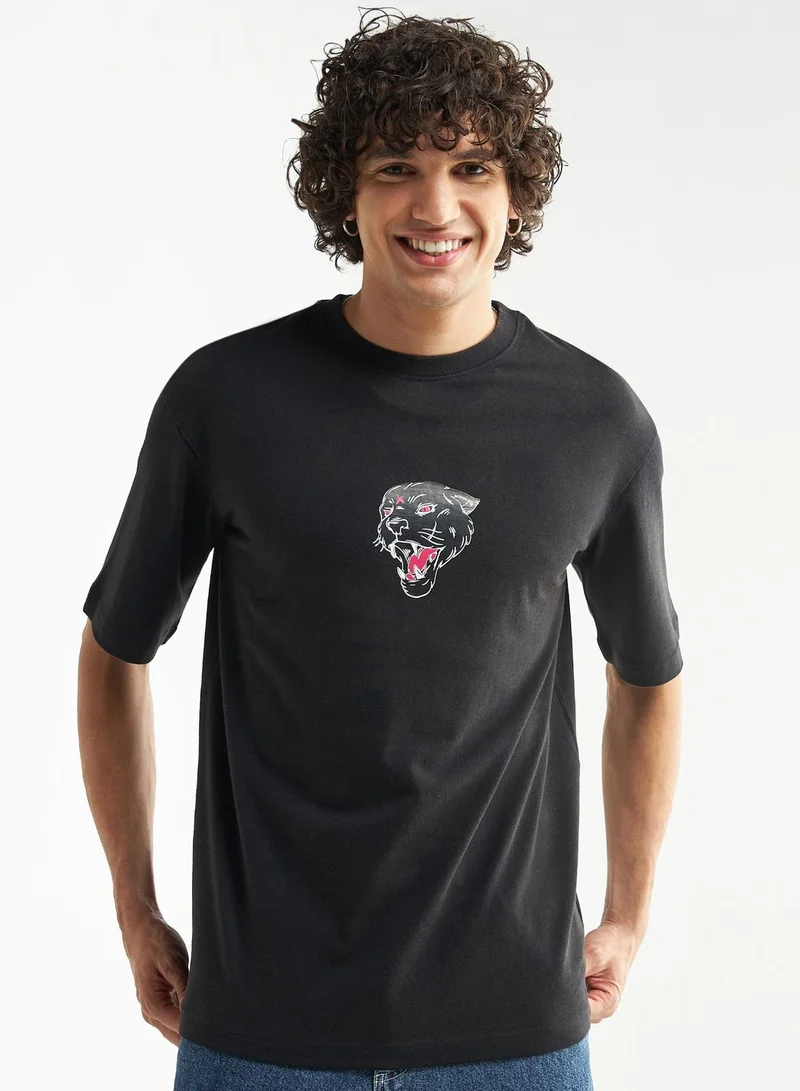 فاف Slogan Crew Neck T-Shirt