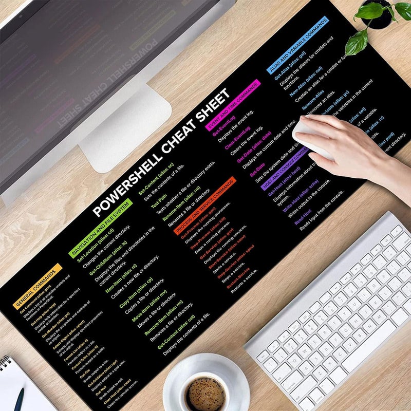 Designfullprint PowerSell Cheat Sheet, PowerShell for Beginners Mouse pad Gifts Home Office Decor| Gift Coworker | Quick Key, Large Anti-Slip Keyboard Pad Mouse Mat KMH - Image 4