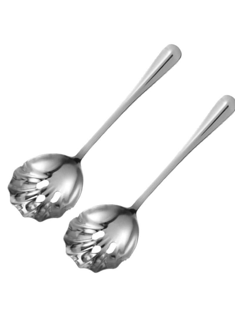 SYOSI Stainless Steel Colander Drink Strainer, 2 Pcs Colander Kitchen Slotted Spoons, Stainless Steel Colander Serving Spoons, Food Filter Reusable Serving Spoons for Drinks Banquet - Image 1