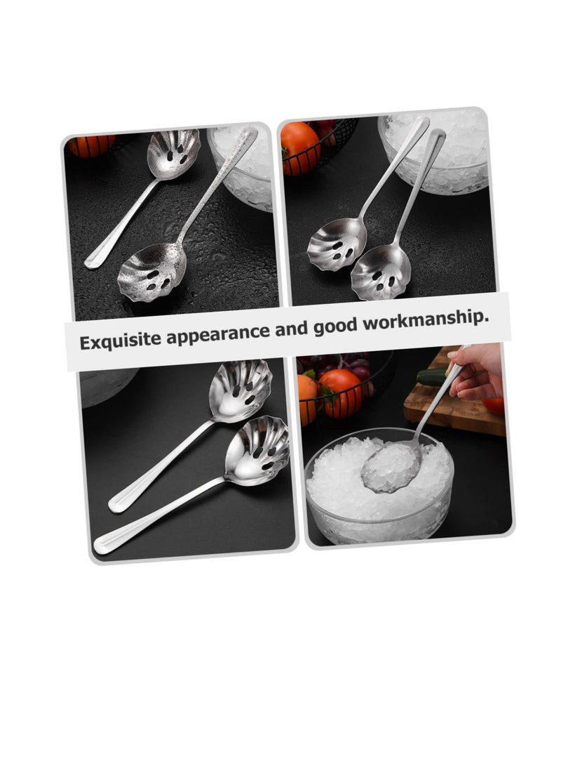 SYOSI Stainless Steel Colander Drink Strainer, 2 Pcs Colander Kitchen Slotted Spoons, Stainless Steel Colander Serving Spoons, Food Filter Reusable Serving Spoons for Drinks Banquet - Image 5